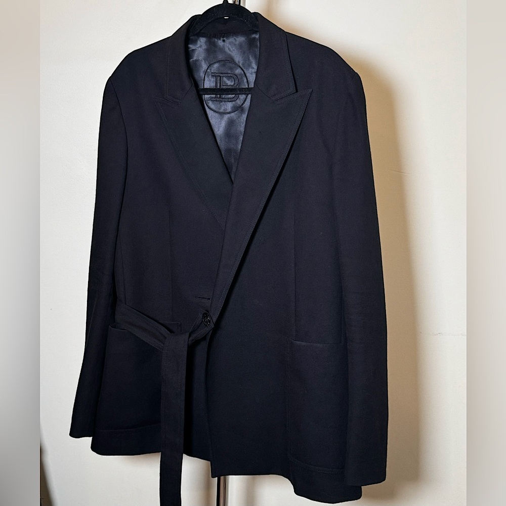 Men’s Balmain Black Side Tie Cotton Blazer